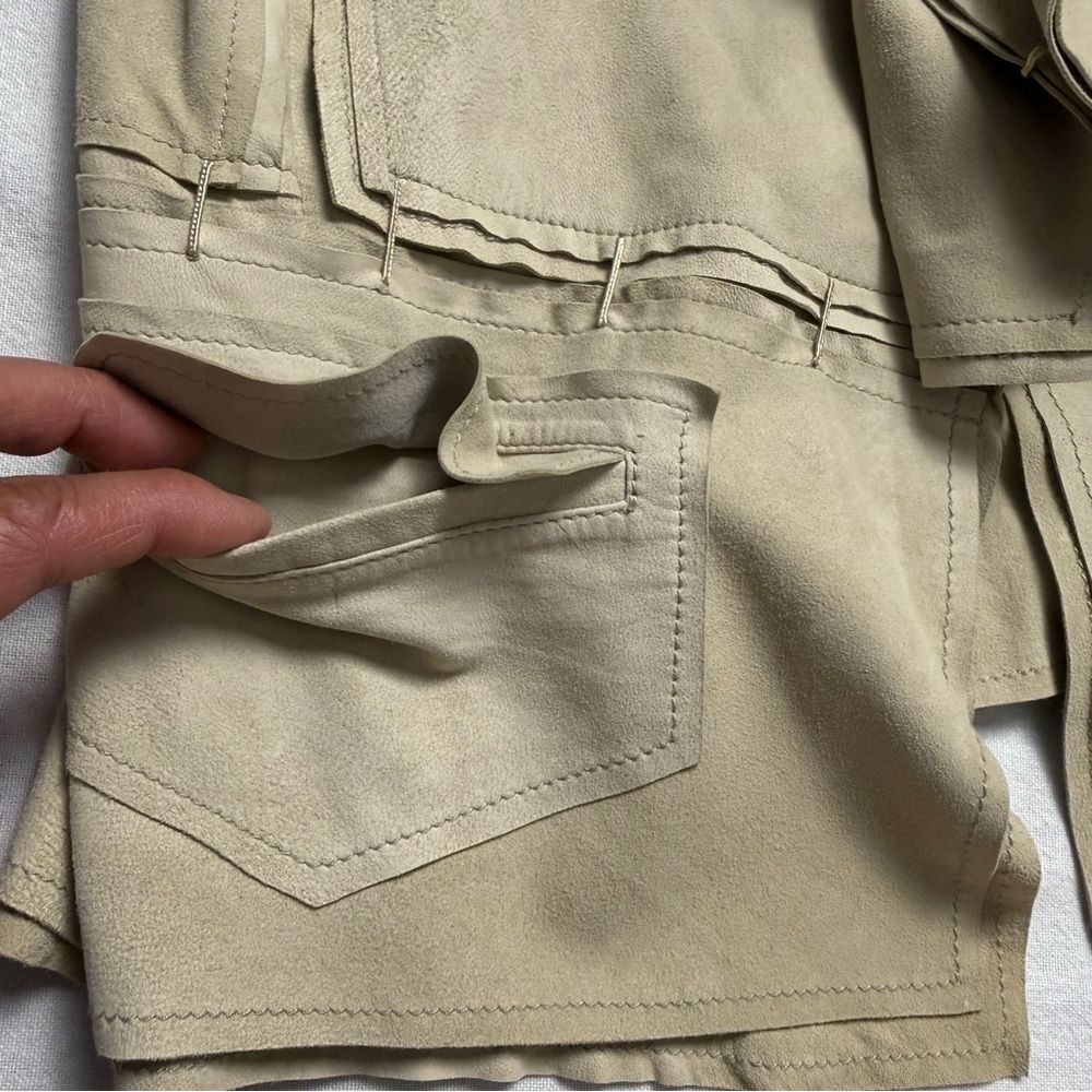 Free People Goat Suede Jacket Draped Lapel Boho Moto Size 2 - Picture 10 of 15